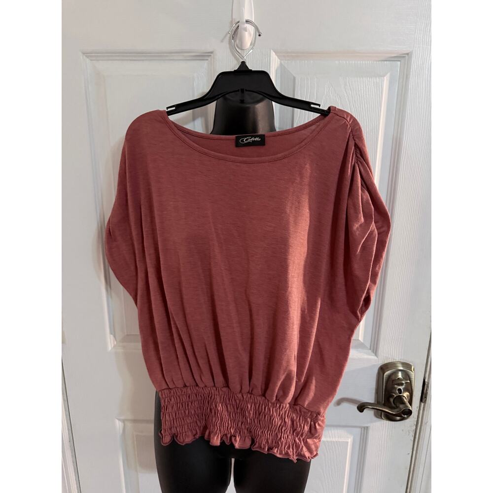 Colette Stitchfix Womens Dusty Rose Top with elastic shirred banding XL EUC
